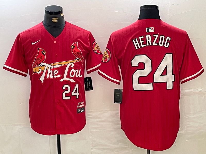 Men St.Louis Cardinals #24 Herzog Red City Edition 2024 Nike MLB Jersey style 1